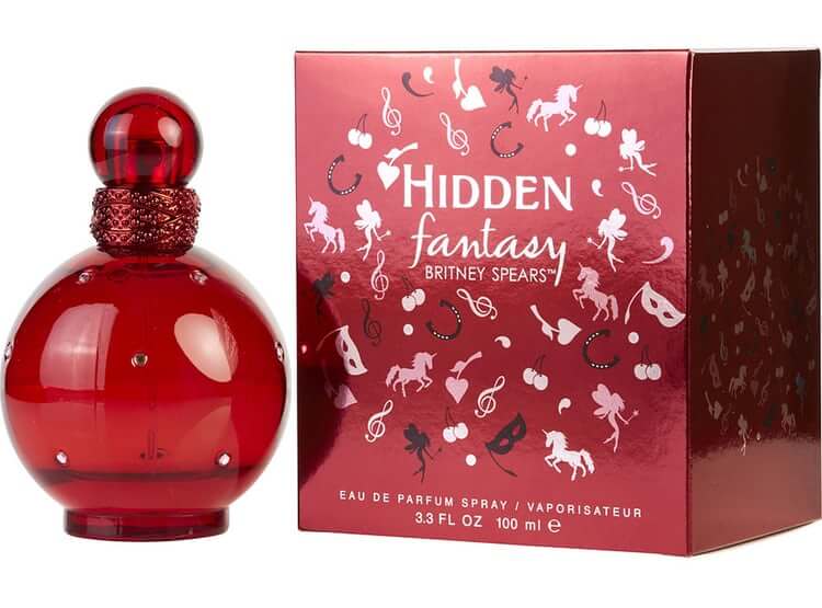 Britney Spears Hidden Fantasy EDP 100 ml  กลิ่นที่แสดงออกถึงความลึกลับของหญิงสาวที่ตระหนักถึงเสน่ห์ของตนเอง และกล้าที่จะแสดงให้โลกได้เห็นความน่าหลงใหลนั้น มีเสน่ห์ น่าค้นหาและน่าหลงใหล  ส่วนผสมของกลิ่น sweet orange, tangerine, grapefruit blossom, verbena, clove, Napolitano cake, Stargazer lily, Sambac jasmine, vanilla bean, Jacaranda wood, sandalwood and amber.