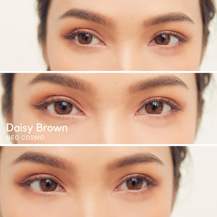 Neo Cosmo Daisy Brown 0.00 คอนแทคเลนส์ลวดลายนัวๆสไตล์ญี่ปุ่น สีบางเบา เบลนกับสีตาจริงดีมาก เพิ่มความโตเล็กน้อย ธรรมชาติสุดๆ ใส่ได้ทุกโอกาส