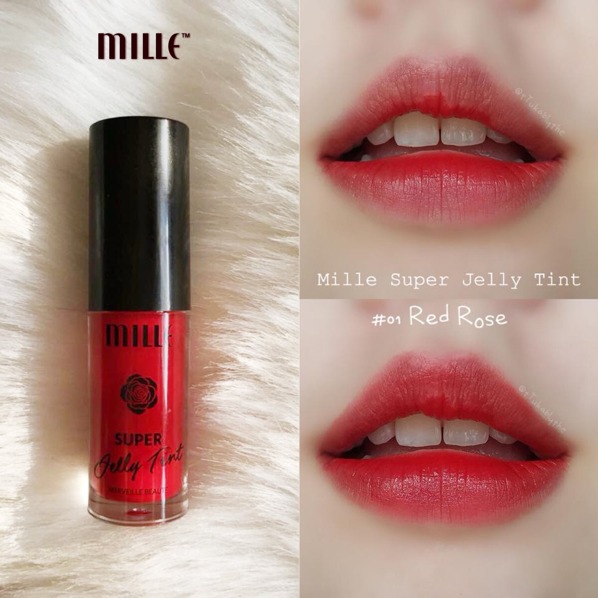 Mille Super Jelly Tint #01 Red Rose 3.7 g ทินท์เนื้อเจลลี่ ล็อคริมฝีปากคุณให้สีสดสวยยาวนานข้ามวัน 